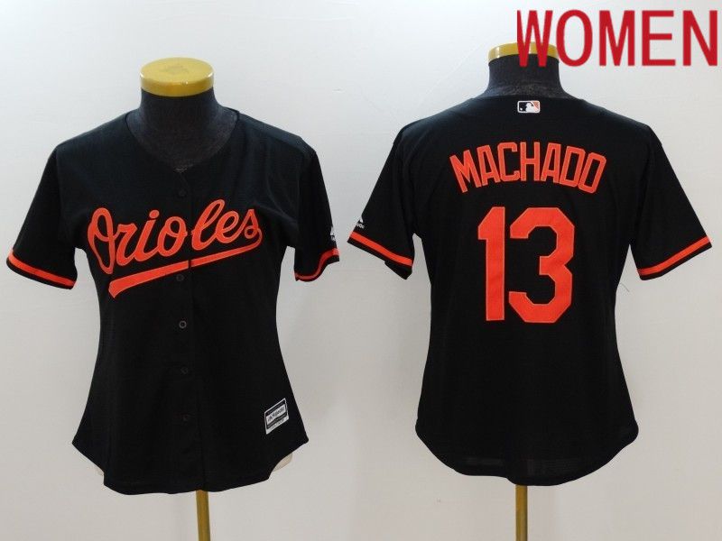Women Baltimore Orioles 13 Machado Black 2022 MLB Jersey